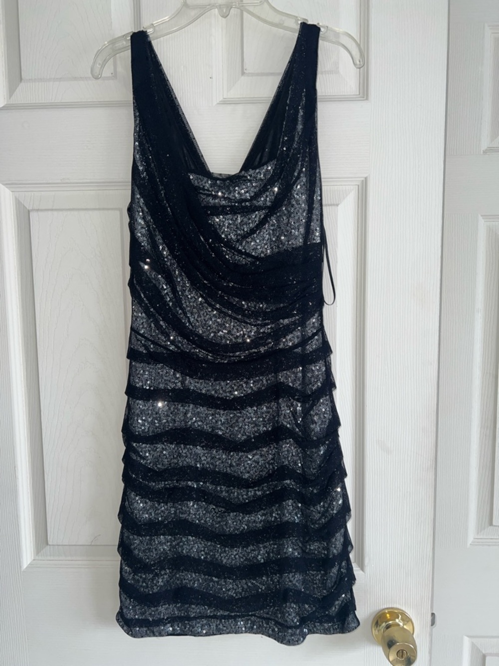 Express Black Sequin Cowl Neck Mini Dress